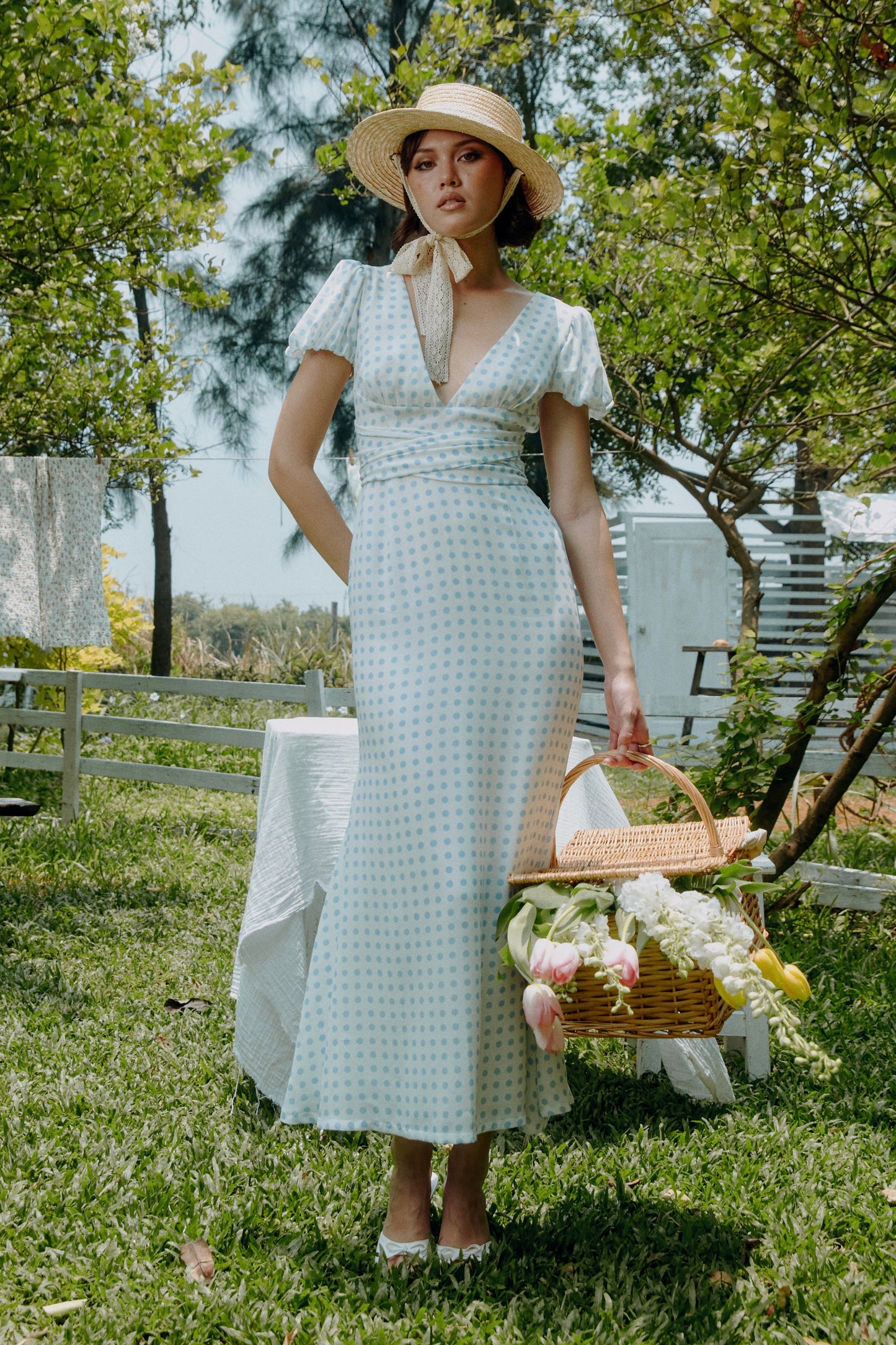 Mirabella - Baby Blue & White Polka