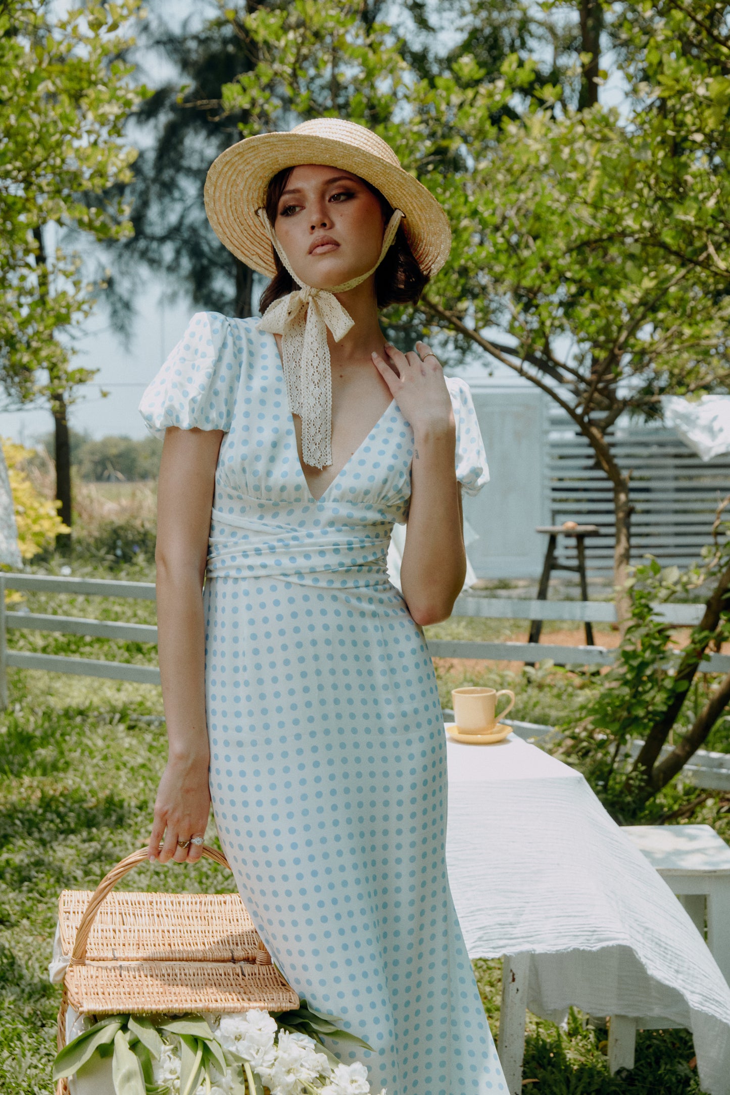 Mirabella - Baby Blue & White Polka