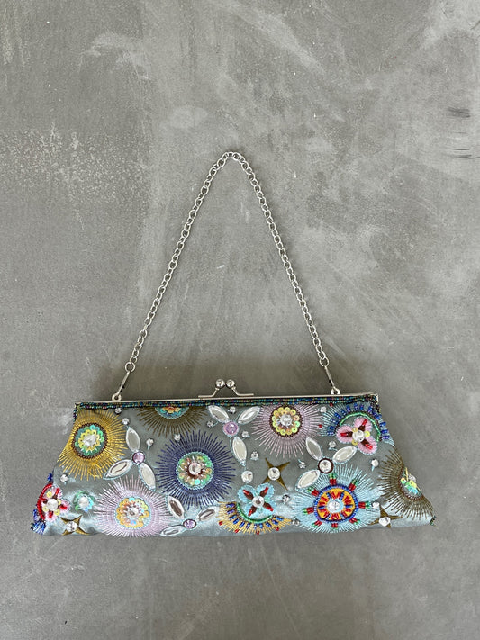 Constellation Embroidered Purse - Silver