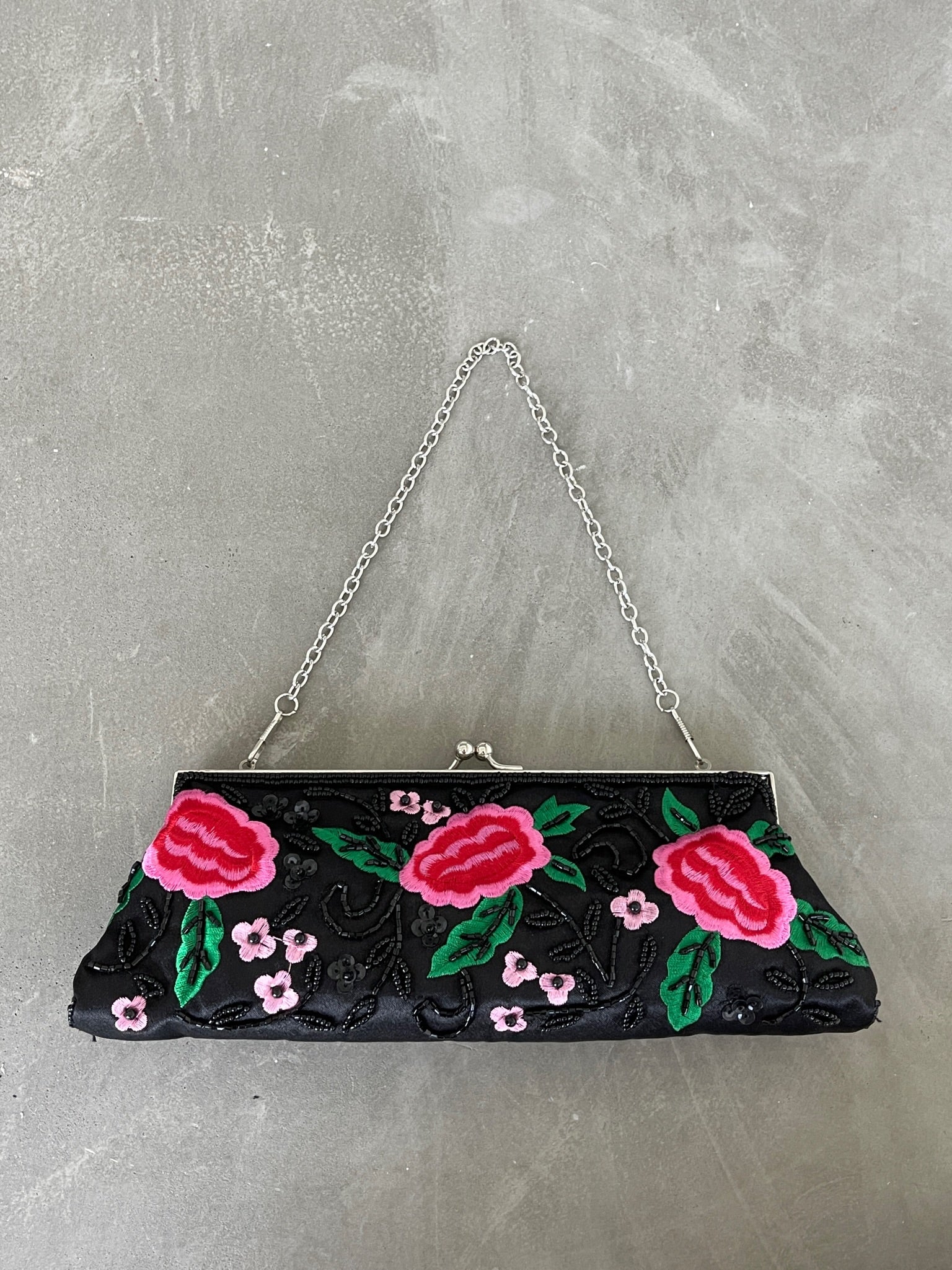 Bloom Embroidered Purse - Black – CHA COLLECTIVE