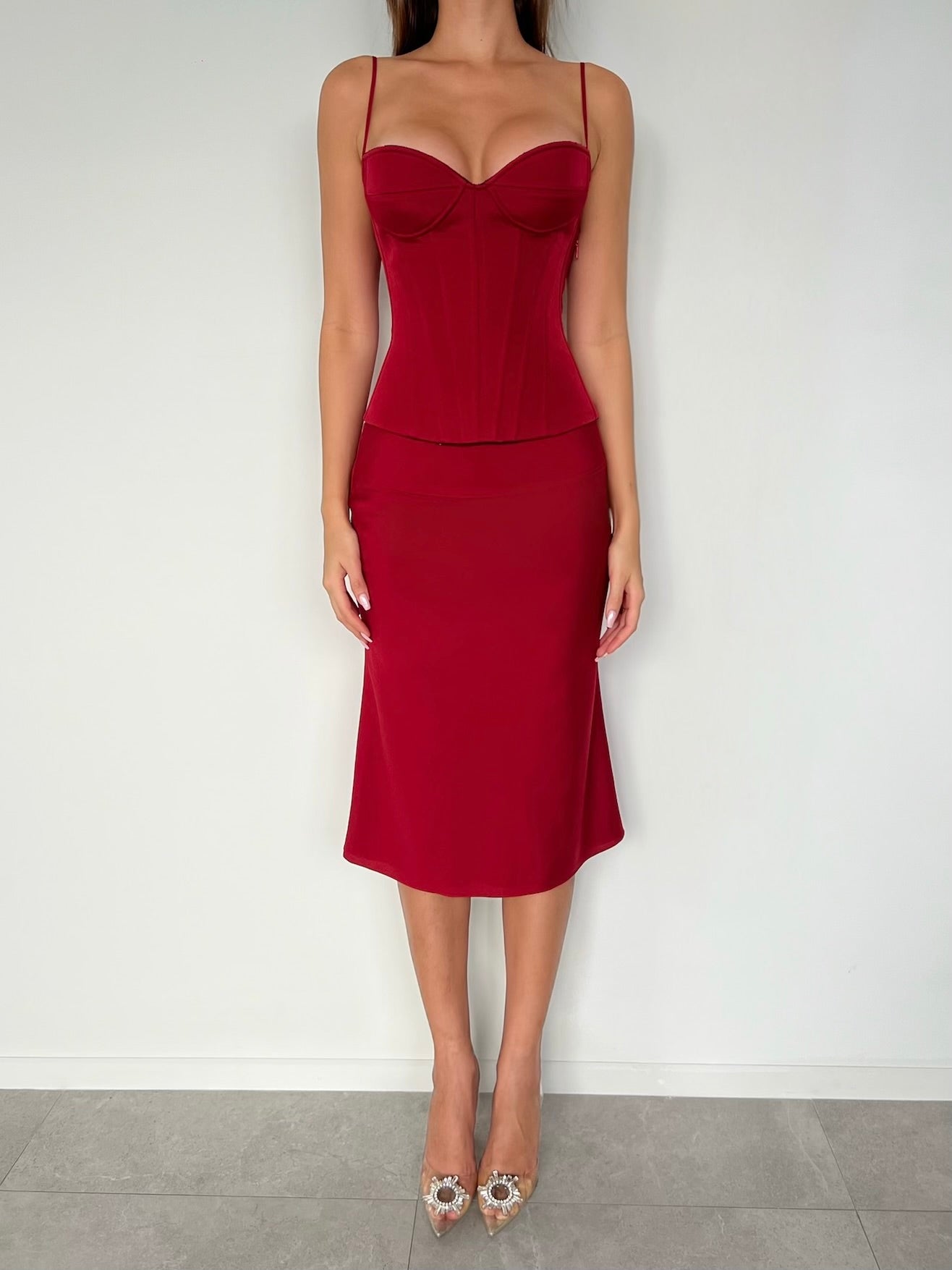 Maia Midi Skirt Burgundy