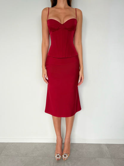 Maia Midi Skirt Burgundy