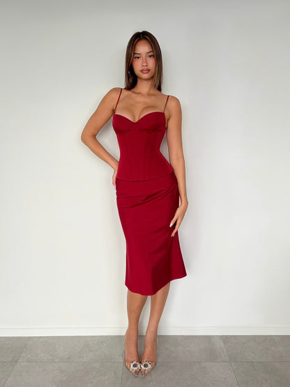 Maia Midi Skirt Burgundy