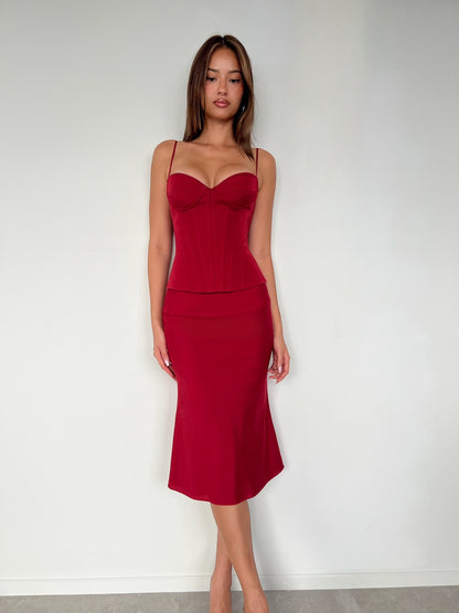 Maia Midi Skirt Burgundy
