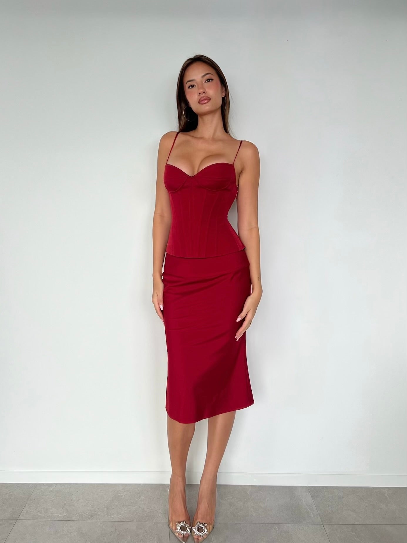 Maia Midi Skirt Burgundy