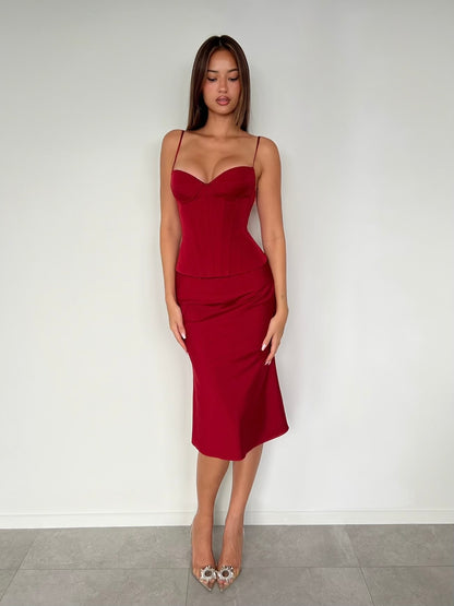Maia Midi Skirt Burgundy