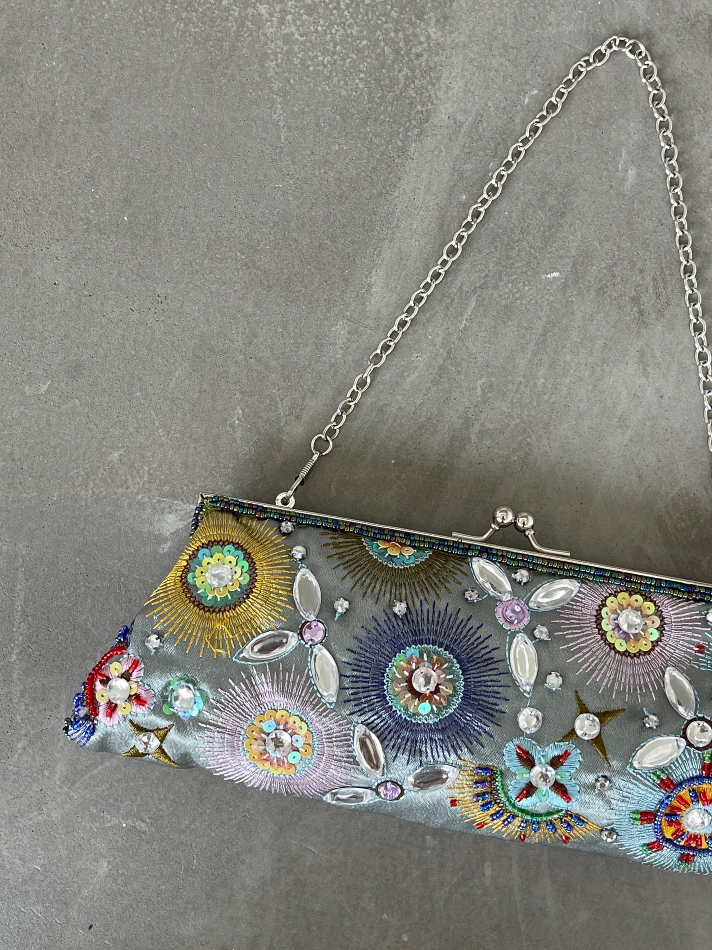 Constellation Embroidered Purse - Silver